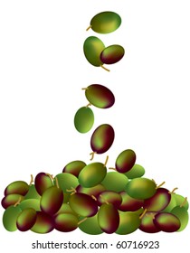 Group of olives on white background