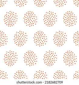 Group of orange small dots seamless pattern with white background.