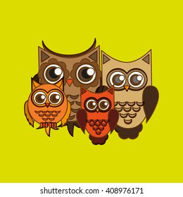 Group of owls, vector illustration, graphic design, animal represent knowledge