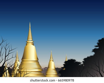 group of pagoda in deep forest