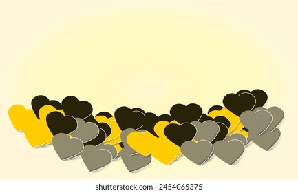 group of paper cut loves hearts isolated on green background.For party,birthday,valentine's day,mother's day, father's day,Christmas,event,template background,poster,card,banner,flyer,website