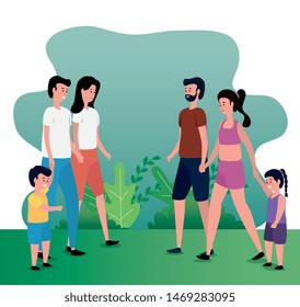 group of parents with kids on the park