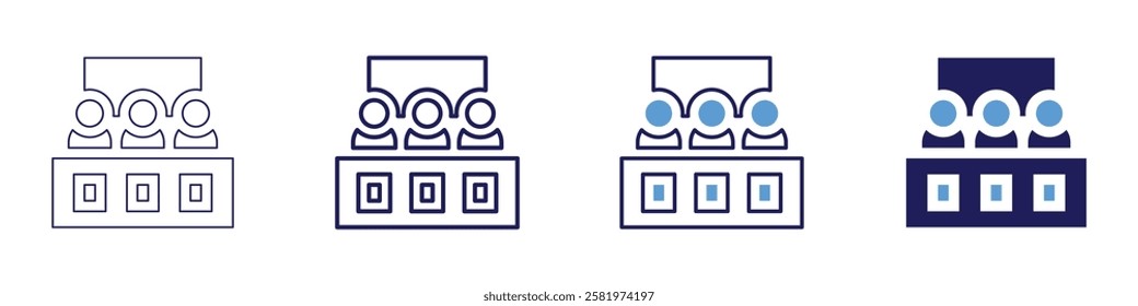Group partnership icon in 4 different styles. Thin Line, Line, Bold Line, Duotone. Duotone style. Editable stroke.