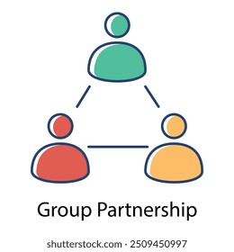 Group Partnership Icon with Editable Stroke.