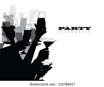 Group Party Toast Silhouette EPS 8 vector no open shapes or paths.