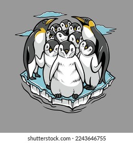 a group of penguins on the ice