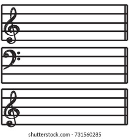 Group of pentagram with musical notes, Vector illustration