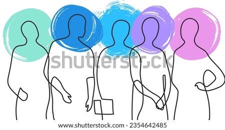Group of peole silhoutte wireframe with color stains