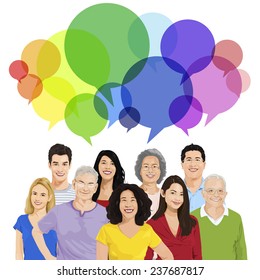 Group of Peopl with Speech Bubble