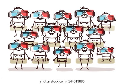 grupo de personas con gafas 3D