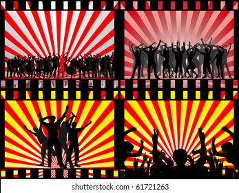 group people with abstract background in film strips