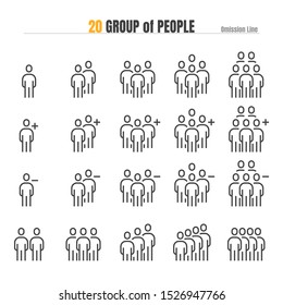 Group Of People With Add Plus And Delete. Modern Design Icon Illustration Vector EPS 10.