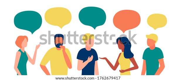 Group People African American Caucasian Communication Stock Vector ...