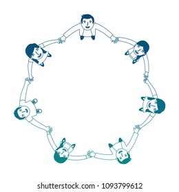 group of people around circle from looking up