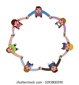 group of people around circle from looking up