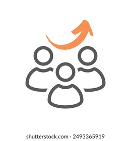  Group of people with a an arrow up