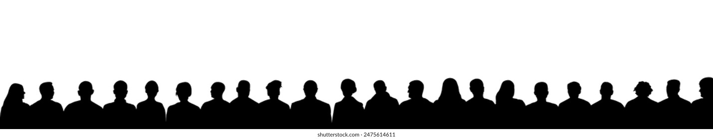 Group of people auditorium, silhouette of crowd. Audience, public. Vector illustration