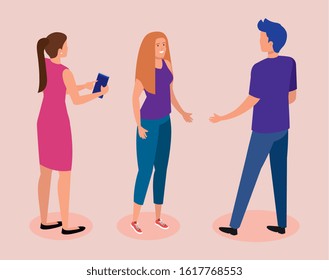 group of people avatar character vector illustration design