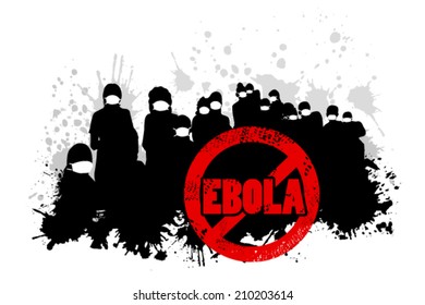 group of people in bandages. Ebola sign. Vector