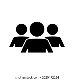 Grupo de personas. Icono negro redondo llano de grupo de personas, equipo, colaboración. Un símbolo de glifo en el diseño de su sitio web, logotipo, aplicación, interfaz de usuario, seminario web, video chat, etc. Vector