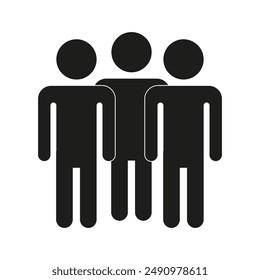 Group of people. Black silhouette figures. Simple human icons. Vector illustration.