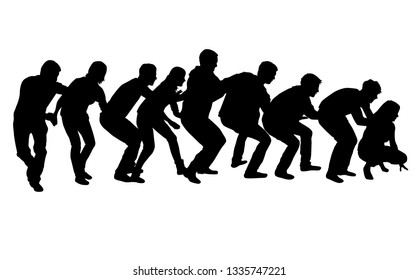 Group of people. Black silhouettes.