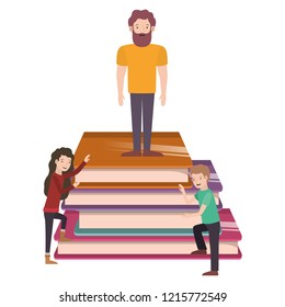 group of people with books avatar character