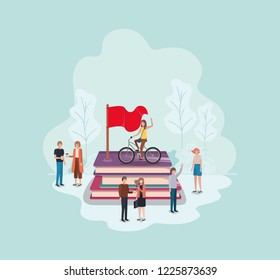 group of people with books avatar character