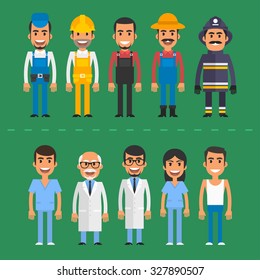 Group people builder doctor nurse fireman farmer