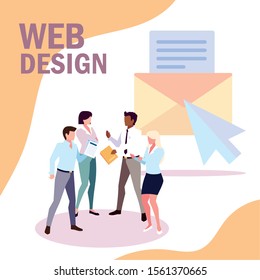 group of people business in meeting on global planning and marketing research, web design vector illustration design