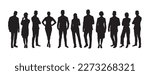 Group people business silhouettes different poses vector.