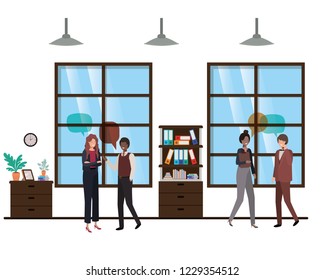 group of people business with speech bubble