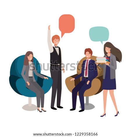 group of people business with speech bubble