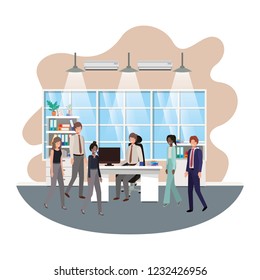 group of people business in the work office