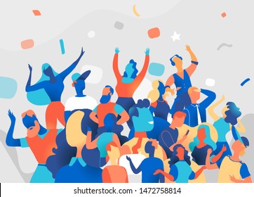 A group of people celebrate, festival, party, celebration, flat style cartoon illustration - Vector