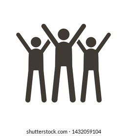 Group of people celebrating. Vector trendy flat glyph icon illustration design. Teamwork success, business partnership strategy, charity volunteers.