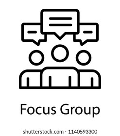 A group of people with the chat boxes in front of them, focus group or group chat
