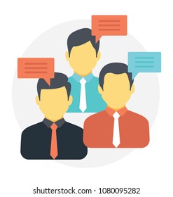 
A group of people with chat bubbles 
