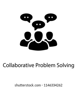 Group of people with chat bubbles representing concept of meeting