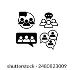 group people chat communication icons symbol sign vector design black white color simple modern illustration set