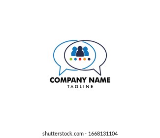 Group People Chat Logo Design Template