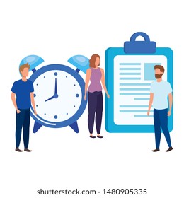 group of people with checklist characters
