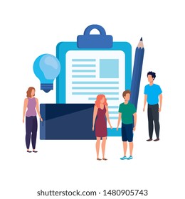 group of people with checklist characters