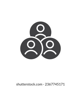 Gruppe von Menschen in einem Kreis Vektorsymbol. volles Flachzeichen für mobiles Konzept und Webdesign. Symbol für die Mitarbeitergruppe Symbol, Logo-Abbildung. Vektorgrafik