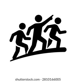 Group of people climbing a hill icon for teamwork and success