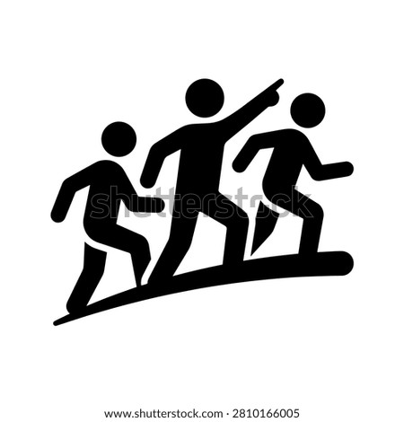 Group of people climbing a hill icon for teamwork and success