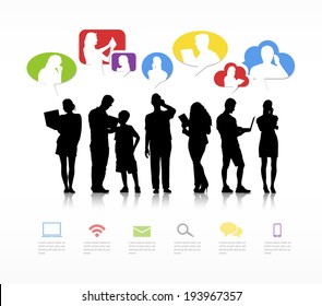 Group of People Communicating with Speech Bubble