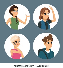 group people communication dialog round icons