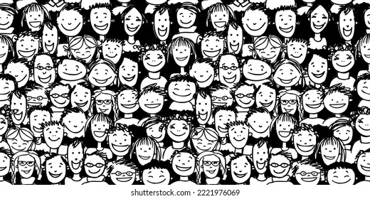 Group of people, community. Social network. Team of employees. Seamless pattern background for your design. Vector illustration