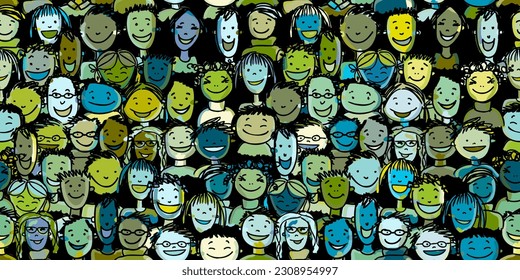 Group of people, community. Social network. Team of employees. Seamless pattern background for your design. Vector illustration